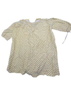 Vintage Childrens Yellow Floral Nightgown With Drawstring Sleeves 24 Months READ